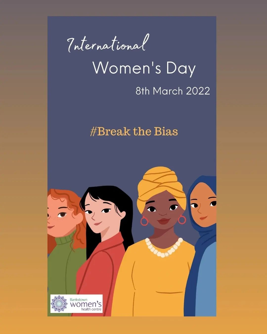 2022: IWD theme #Breakthebias 

Reposting from https://www.internationalwomensday.com - 

" Imagine a gender equal world. 

A world free of bias, stereotypes and discrimination.

 A world that's diverse, equitable, and inclusive. 

A world where difference is valued and celebrated. 

Together we can forge women's equality. 

Collectively we can all "

 #breakthebias 
#breakthebias2022
#womenshealth
#genderequality
#enddiscrimination